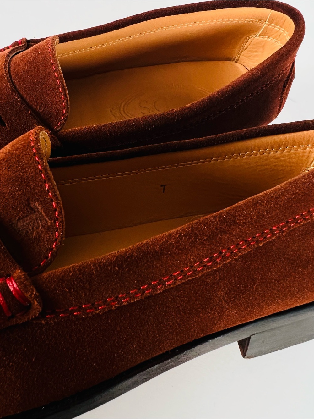 TOD'S Suede Driving Loafers Rust Brown Slip-On Shoes Women's 7 - Picture 7 of 12